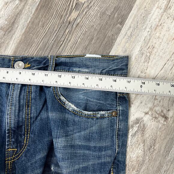 American Eagle Outfitters Faded Blue Mens‎ 33x31 Distressed Slim Straight Jeans - Picture 6 of 11